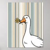 Poster Digital Prints with Cute Duck - Striped Wall Decor (Devant)