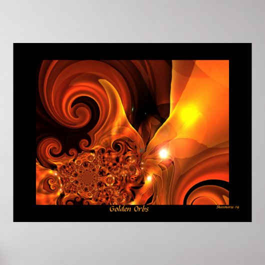 Poster Digitale Abstracte Kunst Gouden Bollen (Voorkant)