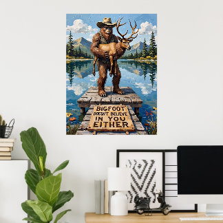 Poster Dilemme au bord du quai : Sasquatch et l'élan