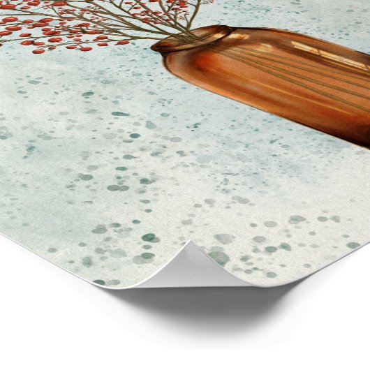 Poster d'Ilex Berries dans un vase (Coin)