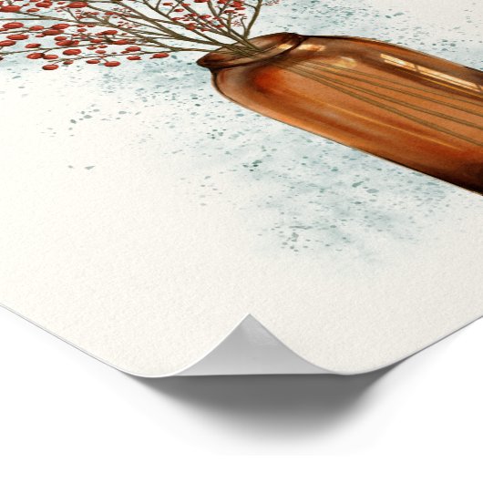 Poster d'Ilex Berries dans un vase (Coin)