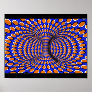 Poster d'illusion optique 3D orange et bleu