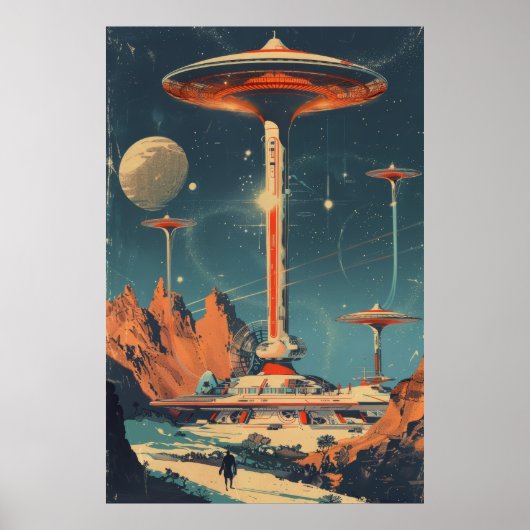 Poster d'illustration de l'ère spatiale du rétrois (Devant)