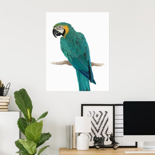 Poster d'illustration en bleu tropical (Bureau à domicile)