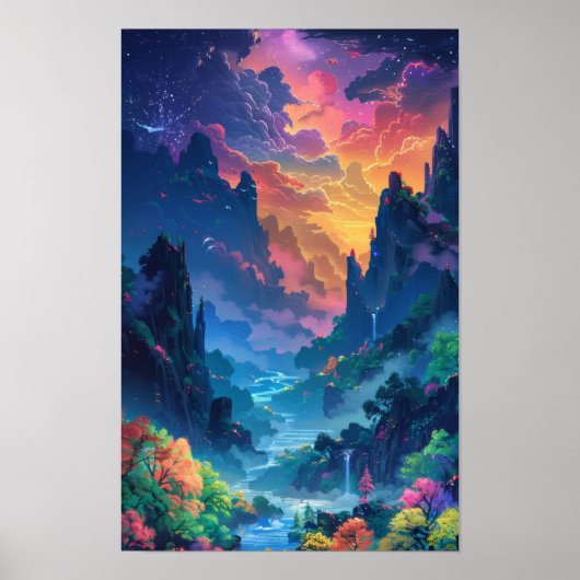 Poster d'illustrations du paysage Imaginaire encha (Devant)