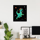 Poster Dilophosaurus turquoise Et Orange Dinos Dans L'Esp (Bureau à domicile)
