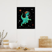 Poster Dilophosaurus turquoise Et Orange Dinos Dans L'Esp (Cuisine)