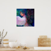 Poster d'Imaginaire Peacock plumes dame Art Dark A (Cuisine)