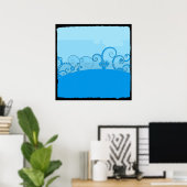 Poster d'imaginaire tourbillonné bleu (Bureau à domicile)