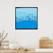 Poster d'imaginaire tourbillonné bleu (Cuisine)