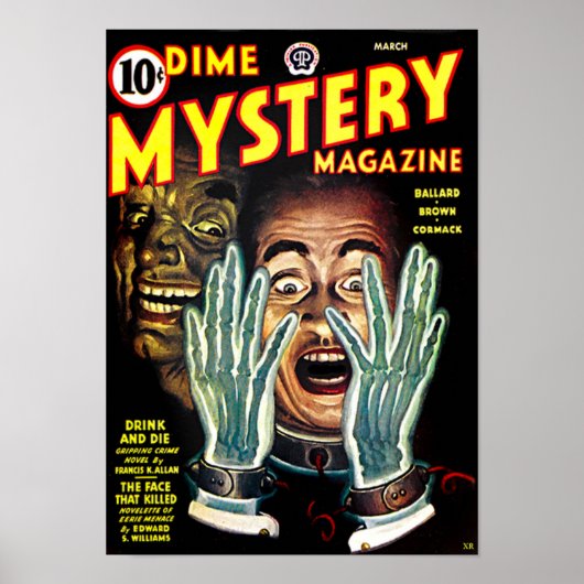Poster Dime Mystery Novel — Mains D'Inquiétude (Devant)