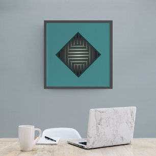 Poster Dimensions intérieures : Lignes en bleu-vert et gr