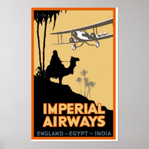 Poster ~ d'Imperial Airways Angleterre - Egypte - Inde