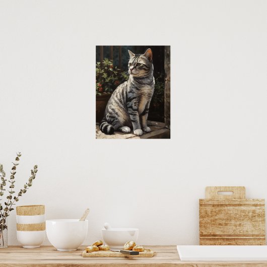 Poster d'impression American Shorthair Cat Art (Cuisine)