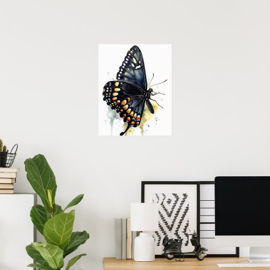 Poster d'impression Black Swallowtail Button Art (Bureau à domicile)