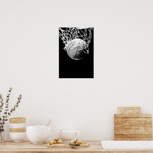 Poster d'impression Black White Basketball (Cuisine)
