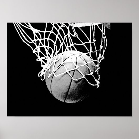 Poster d'impression Black White Basketball (Devant)