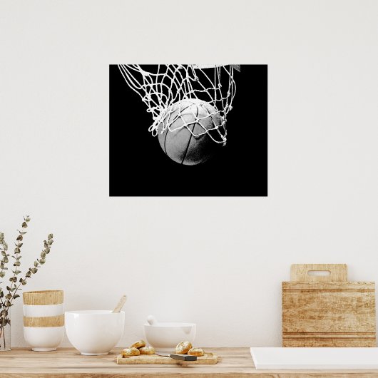Poster d'impression Black White Basketball (Cuisine)