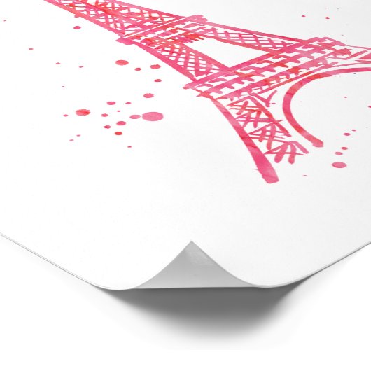 Poster d'impression couleur rose Eiffel Tower (Coin)