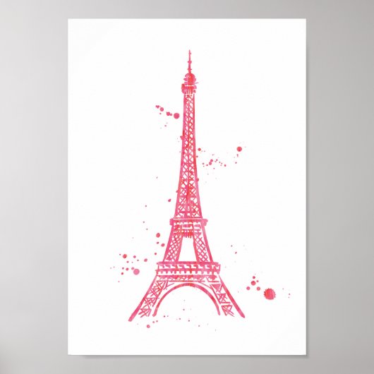 Poster d'impression couleur rose Eiffel Tower (Devant)
