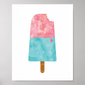 poster d'impression d'aquarelle popsicle crème gla (Devant)