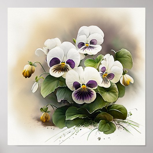 Poster d'impression d'art à la Fleur de Violas Bla (Devant)