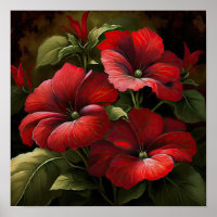 Poster d'impression d'art à la Fleur Rouge Petunia