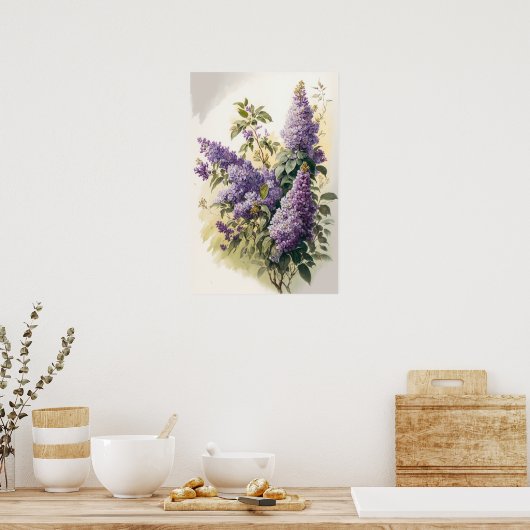 Poster d'impression d'art Lilac Fleurs (Cuisine)