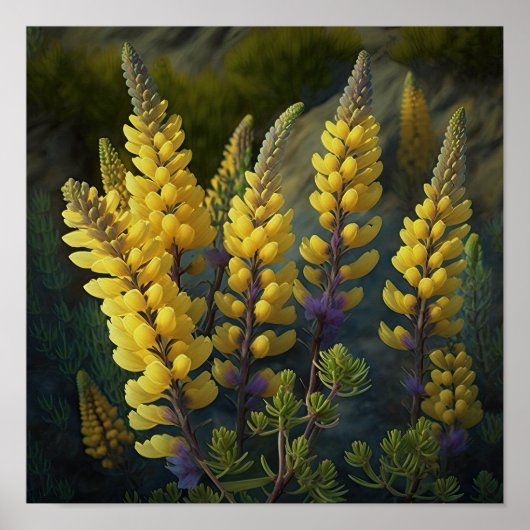 Poster d'impression d'Art Lupine Jaune (Devant)