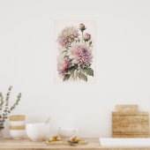 Poster d'impression d'art rose Dahlias (Cuisine)