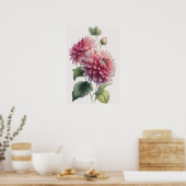 Poster d'impression d'art rose Dahlias (Cuisine)