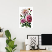 Poster d'impression d'art rose Dahlias (Bureau à domicile)