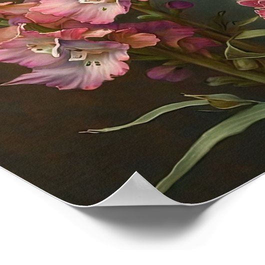 Poster d'impression d'Art rose Delphinium (Coin)