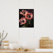 Poster d'impression d'art rose Fleurs d'anémones (Cuisine)