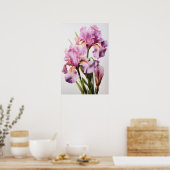 Poster d'impression d'art rose Irises (Cuisine)