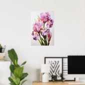Poster d'impression d'art rose Irises (Bureau à domicile)