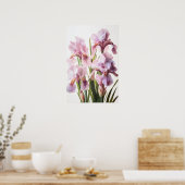 Poster d'impression d'art rose Irises (Cuisine)