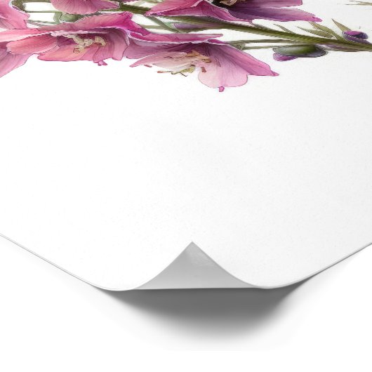 Poster d'impression d'art rose Larkspur (Coin)