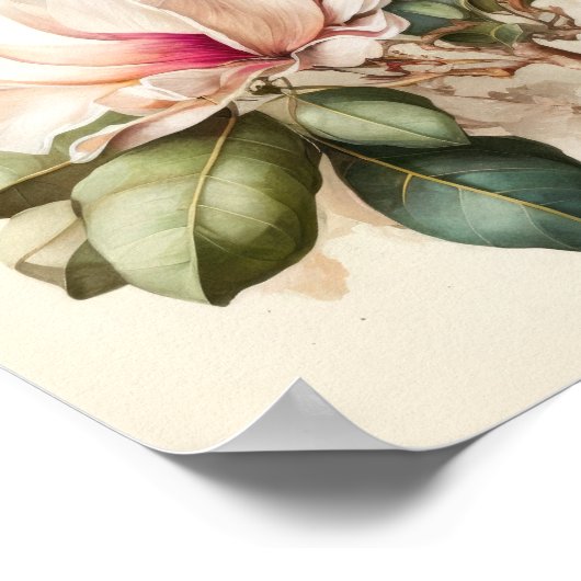 Poster d'impression d'art rose Magnolias (Coin)