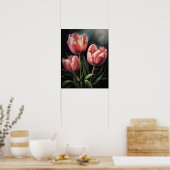 Poster d'impression d'art rose Tulip Fleurs (Cuisine)