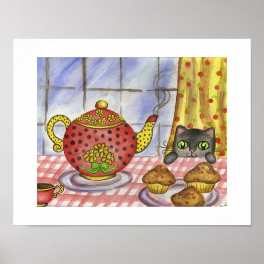 Poster d'impression d'Art Teapot Cat (Devant)