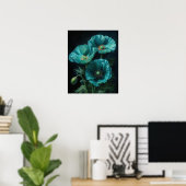 Poster d'impression d'art Turquoise Poppy Flowers (Bureau à domicile)