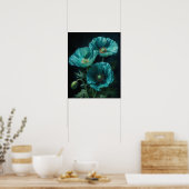 Poster d'impression d'art Turquoise Poppy Flowers (Cuisine)