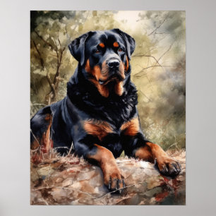 Poster d'impression de Dog Art Rottweiler