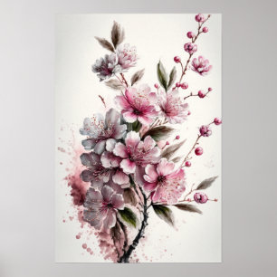 Poster d'impression de fleurs de cerisier