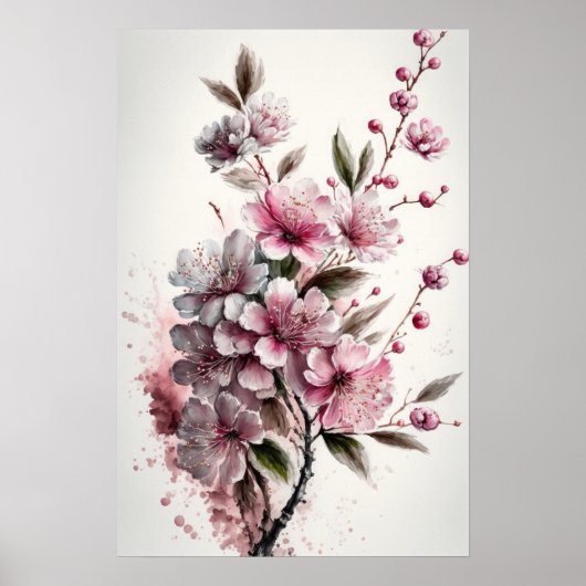 Poster d'impression de fleurs de cerisier (Devant)