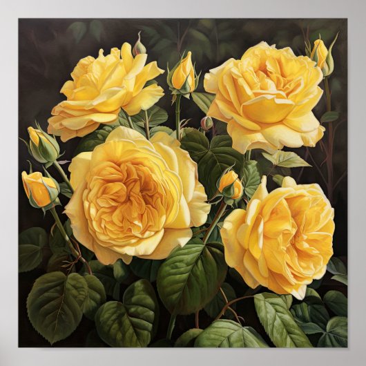Poster d'impression de fleurs de rose jaune (Devant)