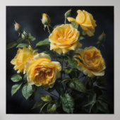 Poster d'impression de fleurs de rose jaune (Devant)