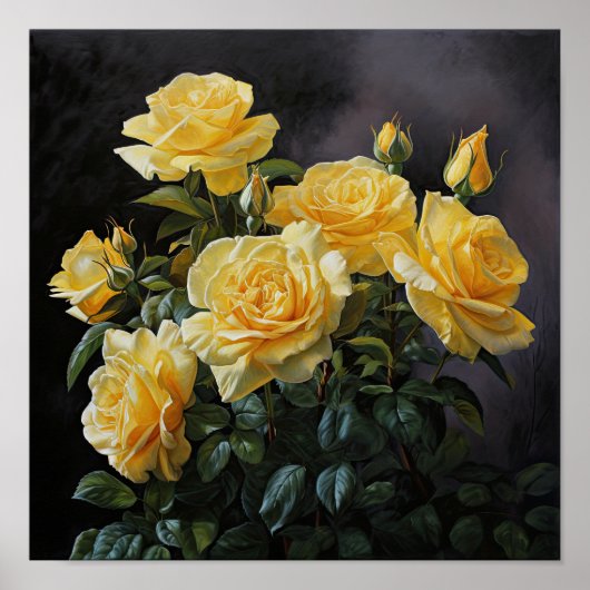 Poster d'impression de fleurs de rose jaune (Devant)
