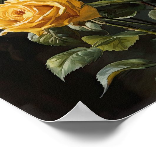 Poster d'impression de fleurs de rose jaune (Coin)
